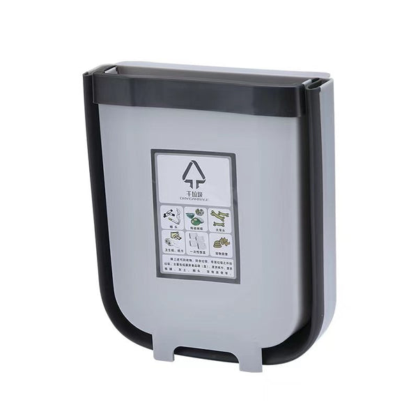 Br Home 9L Kitchen Wall Mounted Foldable Waste Bin Hanging Trash Can Collapsible Brown Rubbish Bins