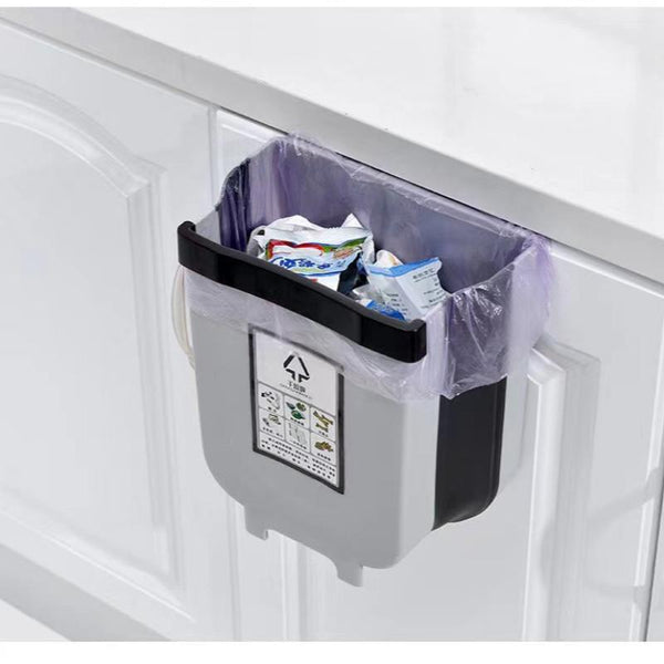 Br Home 9L Kitchen Wall Mounted Foldable Waste Bin Hanging Trash Can Collapsible Brown Rubbish Bins