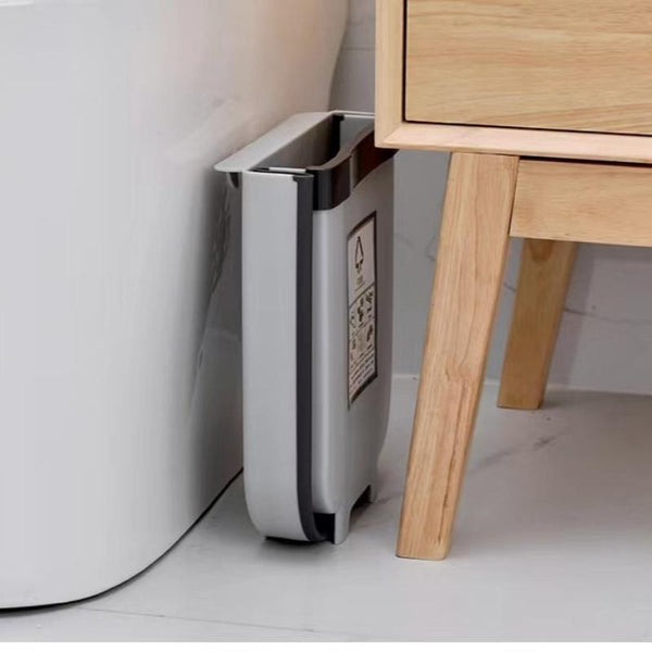 Br Home 9L Kitchen Wall Mounted Foldable Waste Bin Hanging Trash Can Collapsible Brown Rubbish Bins