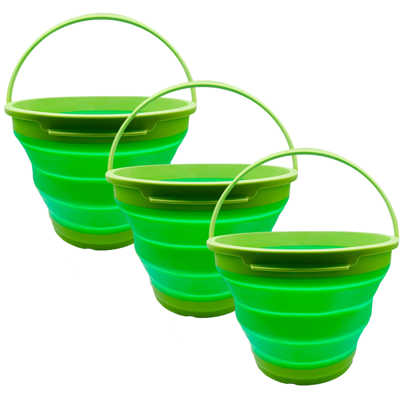Br Home 3X 7L Foldable Collapsible Silicone Bucket For Hiking/Camping/Fishing Green Other Tackle & Accessories