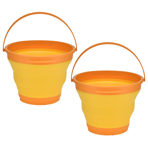 2X 7L Foldable Collapsible Silicone Bucket For Hiking/Camping/Fishing Orange Other Camping