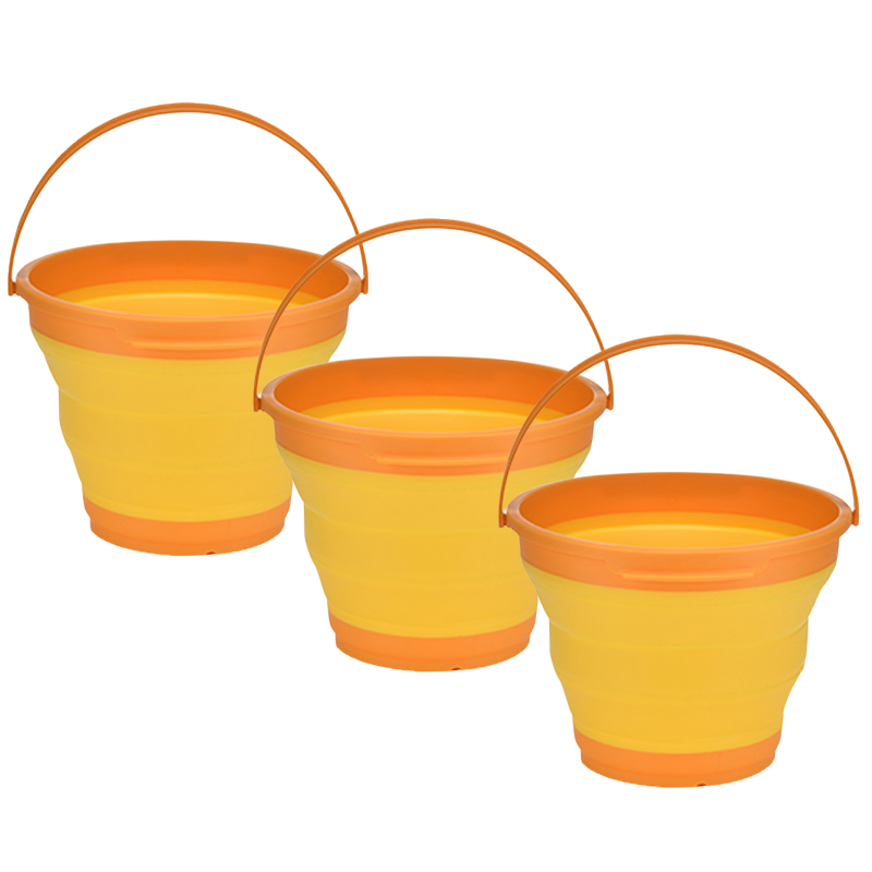 Br Home 3X 7L Foldable Collapsible Silicone Bucket For Hiking/Camping/Fishing Orange Other Tackle & Accessories