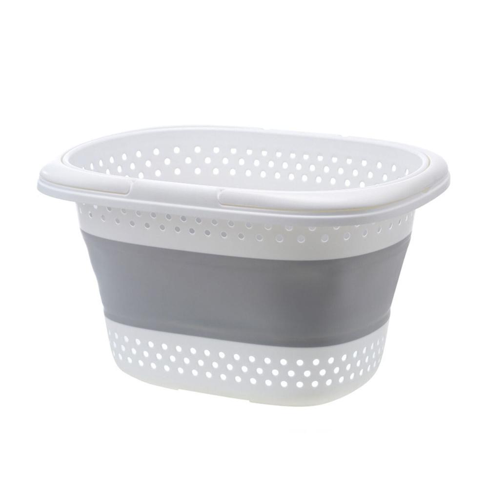 Br Home 28L Foldable Laundry Washing Basket With Handle Collapsible Grey/White Laundry Baskets & Hampers