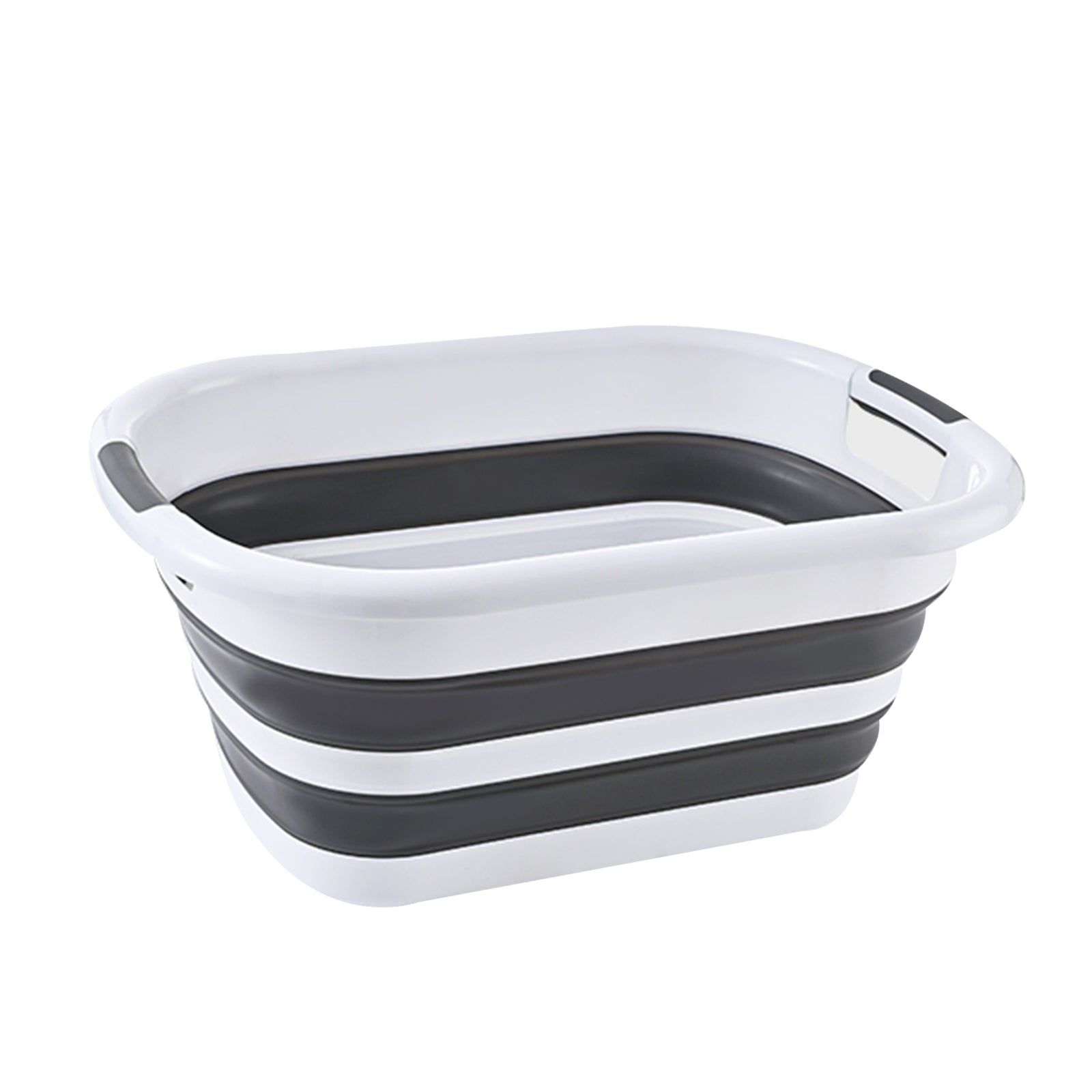 Br Home 40L Collapsible Laundry Basket Washing Clothes With Handles Bin Foldable Grey White Laundry Baskets & Hampers