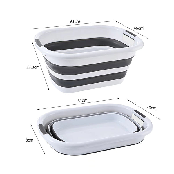 Br Home 40L Collapsible Laundry Basket Washing Clothes With Handles Bin Foldable Grey White Laundry Baskets & Hampers