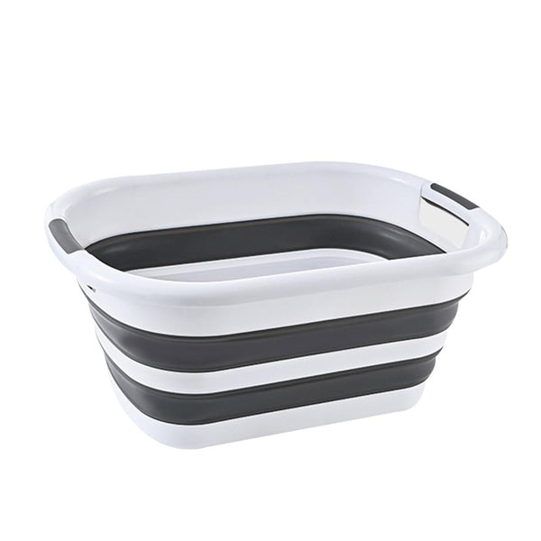 Br Home 26L Collapsible Laundry Basket Washing Clothes W/Handles Bin Foldable Grey/White Laundry Baskets & Hampers
