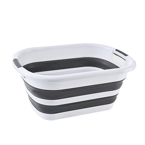 Br Home 26L Collapsible Laundry Basket Washing Clothes W/Handles Bin Foldable Grey/White Laundry Baskets & Hampers