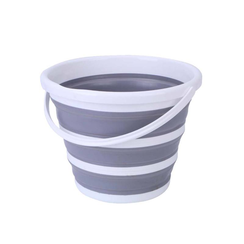 Br Home 10 Litre Foldable Collapsible Bucket Silicone For Home/Hiking/Camping/Fishing Grey/White Other Tackle & Accessories