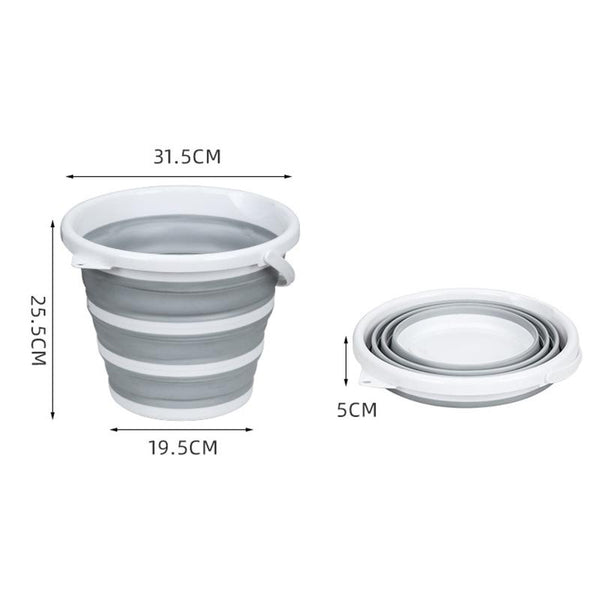 Br Home 10 Litre Foldable Collapsible Bucket Silicone For Home/Hiking/Camping/Fishing Grey/White Other Tackle & Accessories