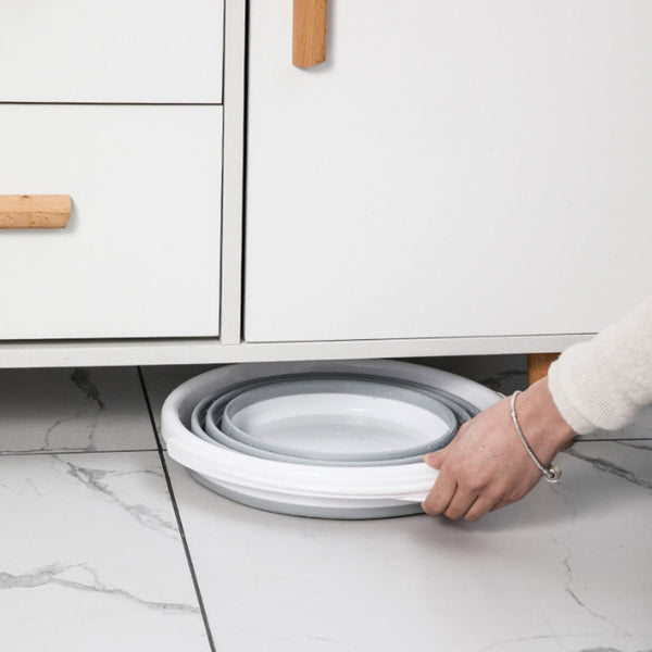 Br Home 2X 10L Foldable Collapsible Bucket Silicone Hiking/Camping/Fishing Grey/White Other Tackle & Accessories