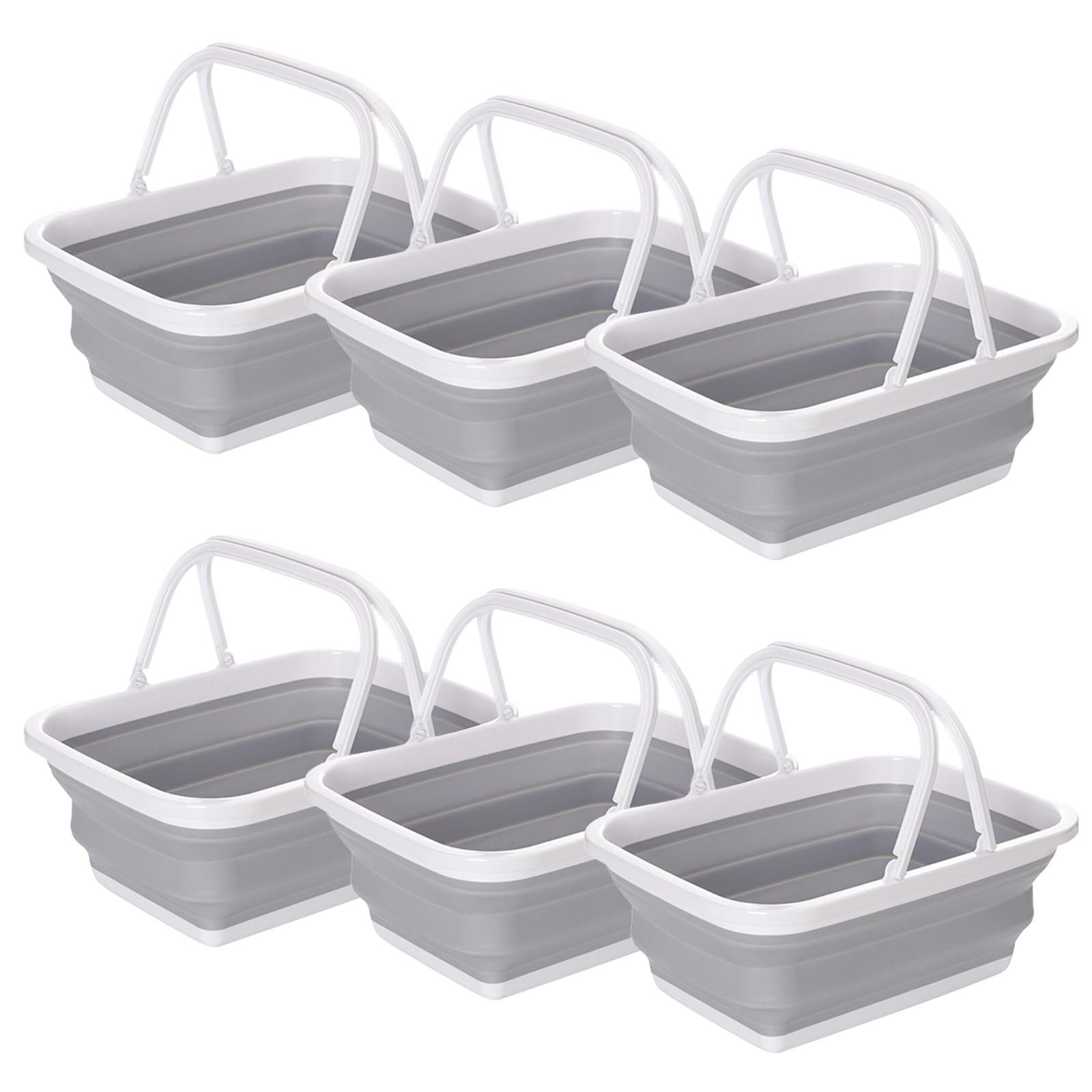 Br Home 6X 9L Collapsible Laundry Folding Basket Wash Clothes Handles Bin Grey/White Laundry Baskets & Hampers