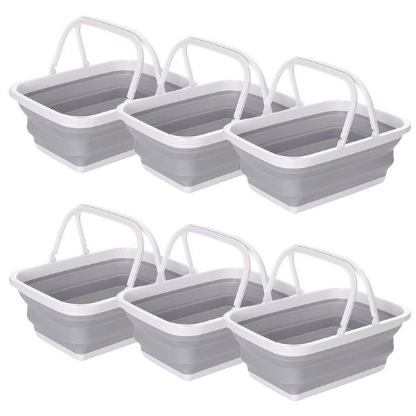 Br Home 6X 9L Collapsible Laundry Folding Basket Wash Clothes Handles Bin Grey/White Laundry Baskets & Hampers