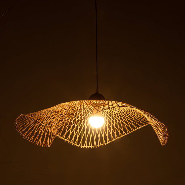 Serene Natural Hand Woven Bamboo Wave Pendant Lamp Light Large Lamps