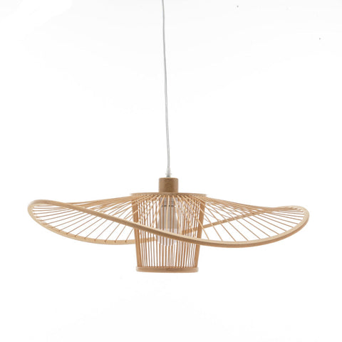 Elysian Breeze Natural Hand Woven Bamboo Wide Brim Pendant Lamp Lamps