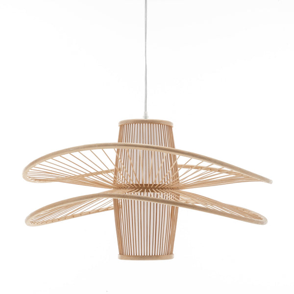 Elysian Breeze Double Natural Hand Woven Bamboo Wide Pendant Lamp Light Lamps