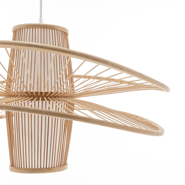 Elysian Breeze Double Natural Hand Woven Bamboo Wide Pendant Lamp Light Lamps