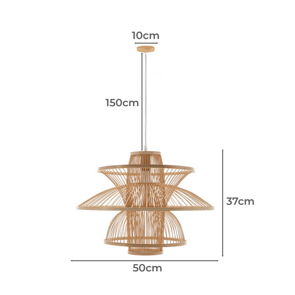Aurora Natural Hand Woven Bamboo 3 Layer Pendant Lamp Light Lamps