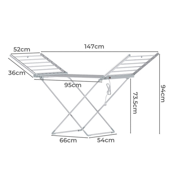 Electric Airer Heated Foldable Clothes Dryer Drying Indoor Folding Rack Washer & Dryer Parts