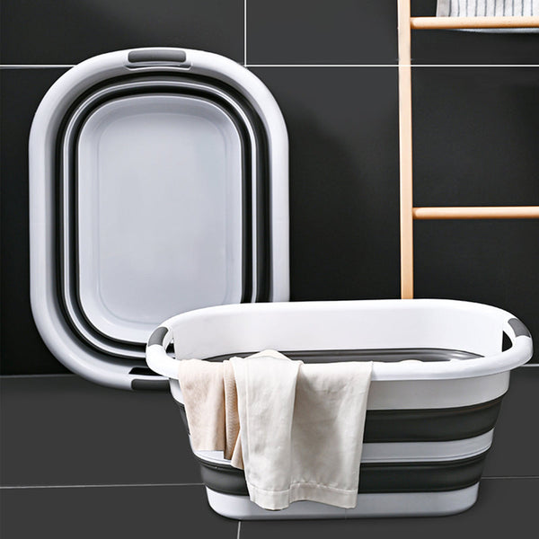 45L Collapsible Laundry Basket Washing Clothes W/Handles Bin Foldable Grey/White Laundry Baskets & Hampers