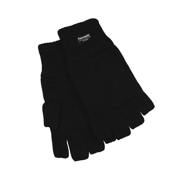 Dents 3M Thinsulate Womens Fingerless Knit Gloves Polar Insulation Thermal Black Gloves & Mittens