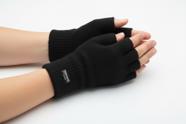 Dents 3M Thinsulate Womens Fingerless Knit Gloves Polar Insulation Thermal Black Gloves & Mittens