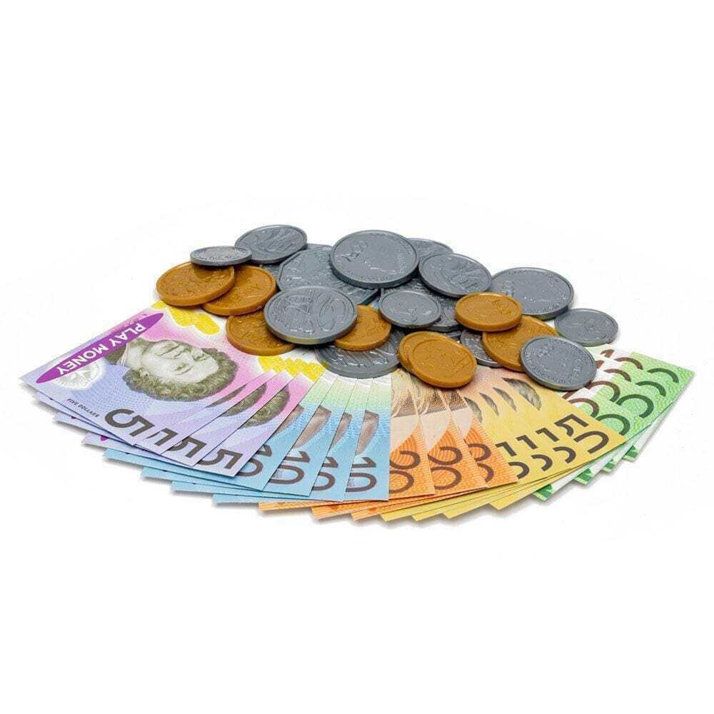 Australian Play Money 44Pcs Coins Notes Maths Pretend Shopping Activity Toys
