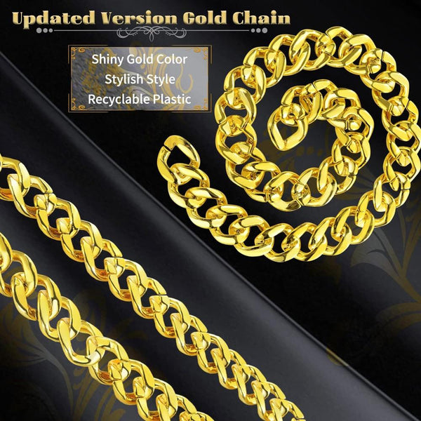 Br Costumes Big Links Plastic Gold Color Chain Necklace Chunky Choker Party Pimp Unisex Costumes
