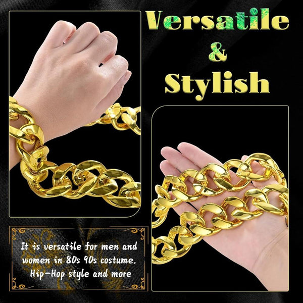 Br Costumes Big Links Plastic Gold Color Chain Necklace Chunky Choker Party Pimp Unisex Costumes