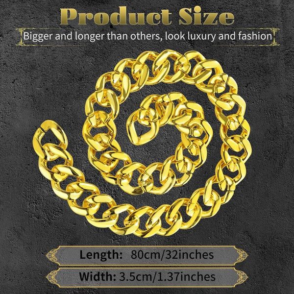 Br Costumes Big Links Plastic Gold Color Chain Necklace Chunky Choker Party Pimp Unisex Costumes