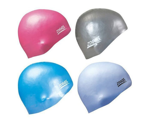 Zoggs Easy Fit Silicone Swim Cap Swimming Hat Solid Assorted Colours Caps