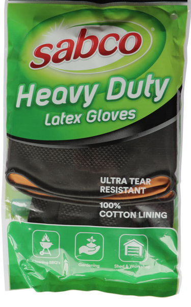 12 Pairs Sabco Heavy Duty Latex Gloves W/ Cotton Lining Large Size Protective Gloves
