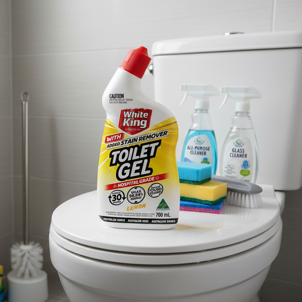 White King Toilet Gel With Added Stain Remover Hospital Grade 700Ml Lemon Cleaning Products