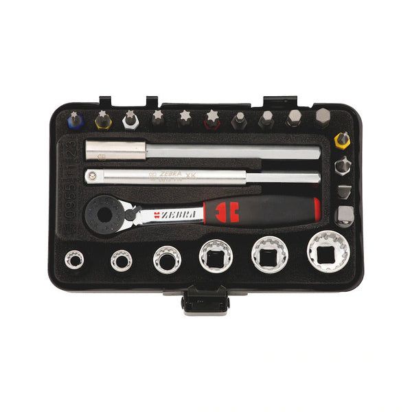 23Pcs 1/4" Socket Wrench Assortment Set Ratchet In Metal Box Wrench Sets