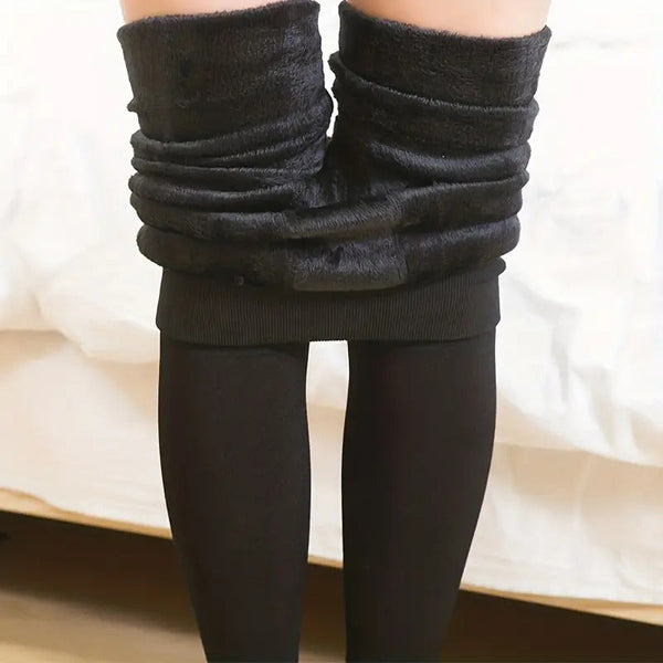 Womens Fuzzy Thermal Fur Lined High Waist Leggings Pants Thermals Warm 320G Women Leggings