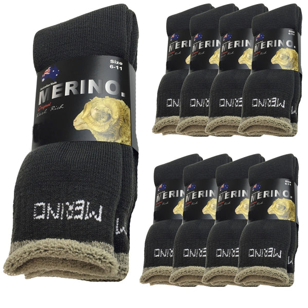 Br Apparel Mens Merino Wool Work Heavy Duty Cushioned Black 9 Pairs Size 11 14 Socks