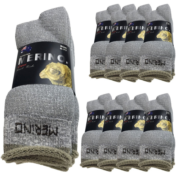 Br Apparel Mens Merino Wool Work Heavy Duty Cushioned Black 9 Pairs Size 11 14 Socks