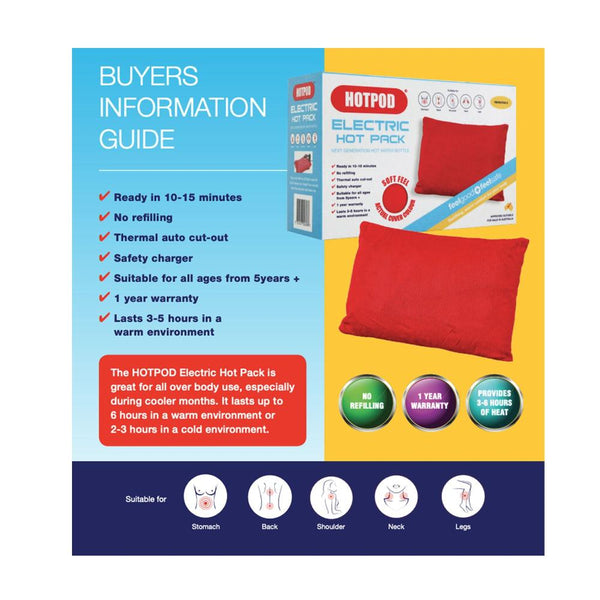 Hotpod Electric Pack Water Bottle Reheat Able Pillow Pad Sleep Aid Safety Cold & Hot Packs & Wraps