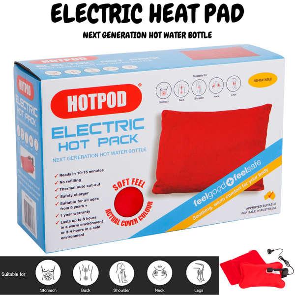 Hotpod Electric Pack Water Bottle Reheat Able Pillow Pad Sleep Aid Safety Cold & Hot Packs & Wraps