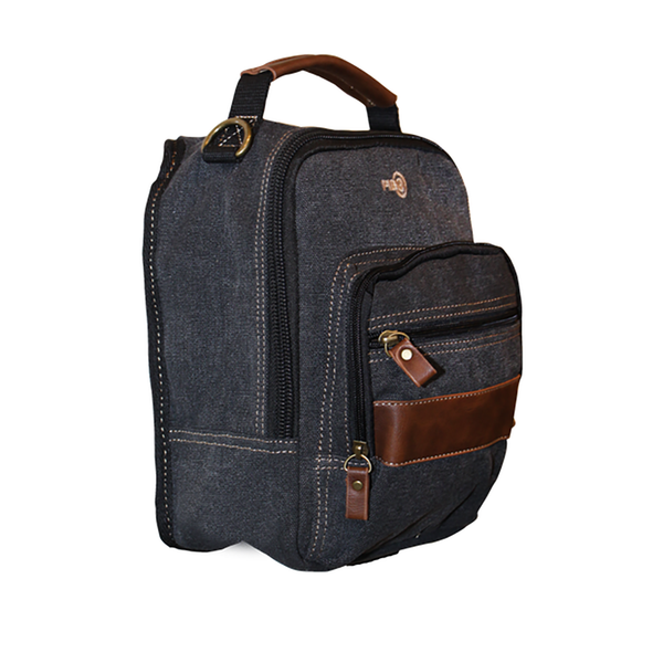 Fib Canvas Sling Bag Shoulder Strap Messenger Travel Pack W Tablet Pocket Black Bags