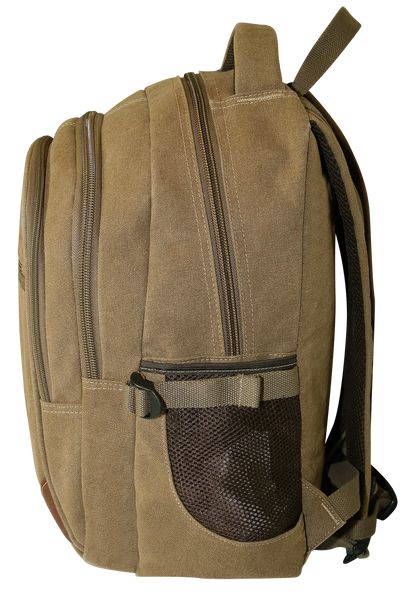 Fib Washed Canvas Backpack Bag In Khaki Backpacks