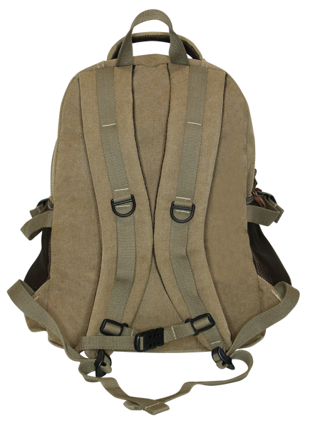 Fib Washed Canvas Backpack Bag In Khaki Backpacks