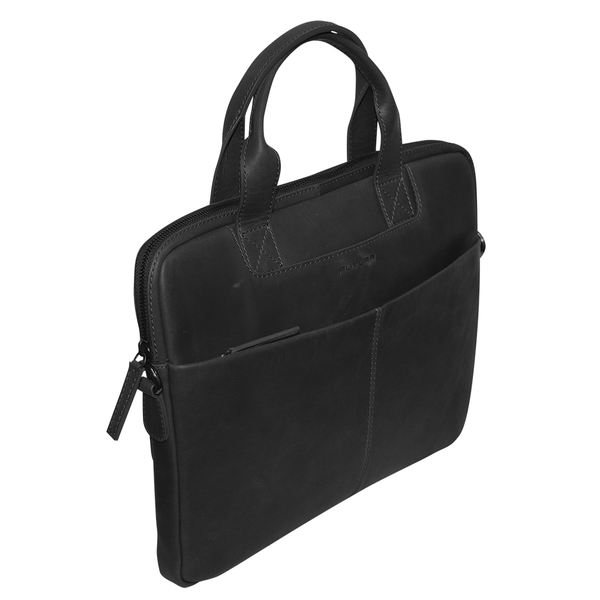 Futura Mens Slimline Leather Laptop Bag School Work Satchel Shoulder Strap Black Bags