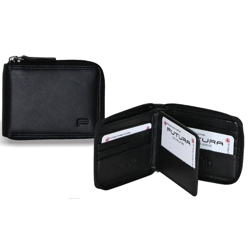 Futura Mens Zip Around Leather Wallet Rfid Gift Black Wallets