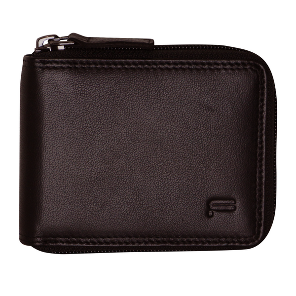 Futura Mens Rfid Protected Genuine Leather Wallet Zip Around Brown Wallets