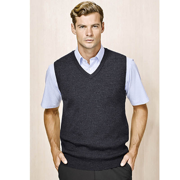 Biz Corporates Mens Wool Blend V Neck Vest Sleeveless Double Knit Navy X Small Coats Jackets & Vests