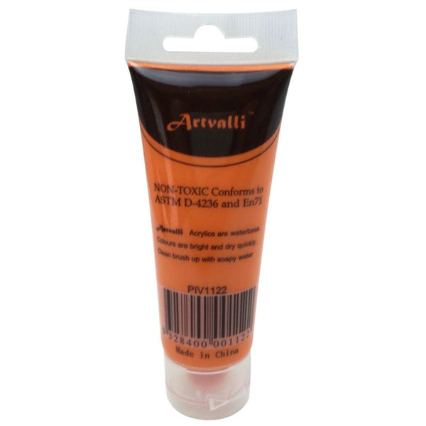 Artvalli Artists Craft 75Ml Tube Non Toxic Paints Water Based Orange Acrylic Paint