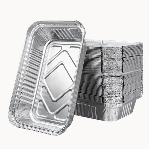 120X Aluminium Disposable Foil Food Container Trays Pans Baking Roast Bulk 22X15.5X5cm Food Storage Containers