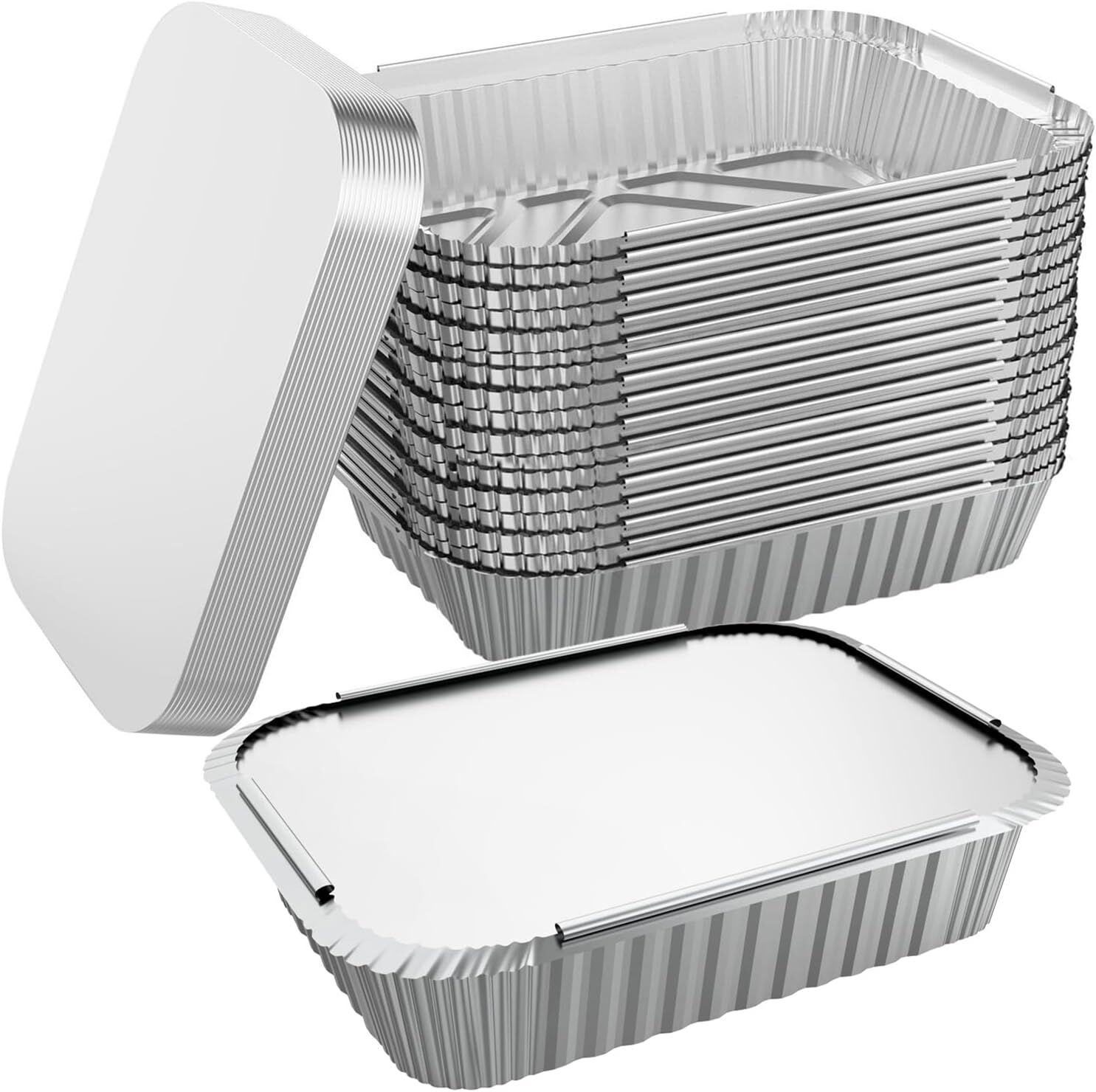 144X Aluminium Disposable Foil Food Container Pans W/ Lids Covers Bulk 22Cm*15Cm*4.5Cm Trays