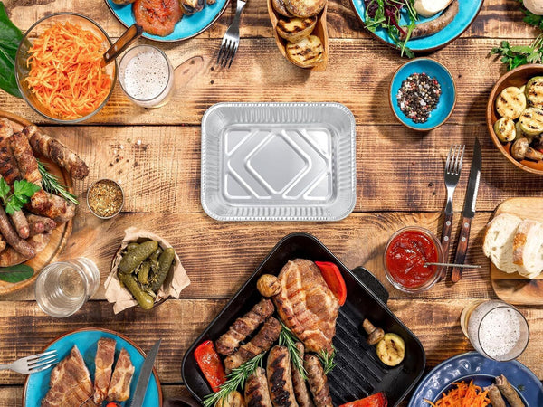 144X Aluminium Disposable Foil Food Container Pans W/ Lids Covers Bulk 22Cm*15Cm*4.5Cm Trays