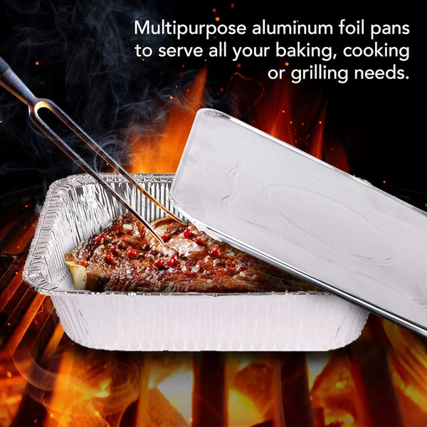 240X Aluminium Disposable Foil Food Container Pans W/ Lids Covers Bulk 24Cm*18Cm*6Cm Trays